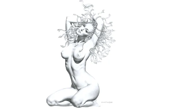 Грудь, Голая, Медуза Горгона, Борис Вальехо, Boris Vallejo, Бёдра