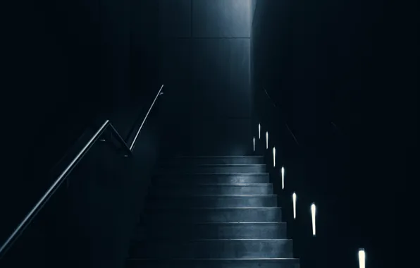 Dark, room, interior, staircase, lighting, backlight, 4k ultra hd background