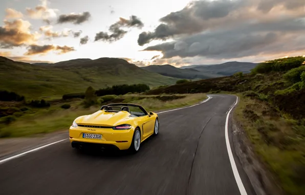Закат, Дорога, Porsche, Spyder, Porsche 718, 2019, Porsche 718 ( 982 ) Spyder