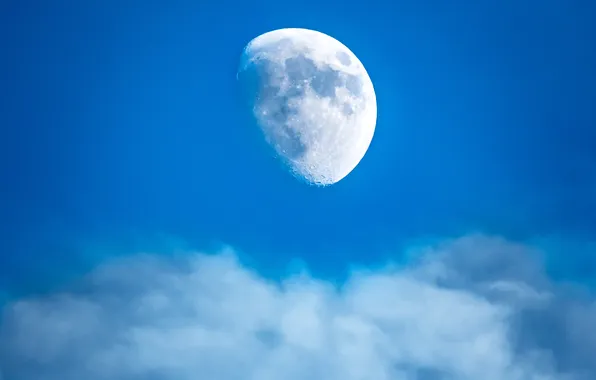 Небо, облака, луна, спутник