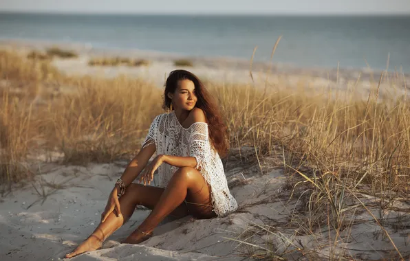 Girl, beach, beautiful, model, brunette, swimsuit