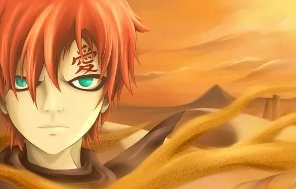 Песок, пустыня, аниме, арт, наруто, Gaara