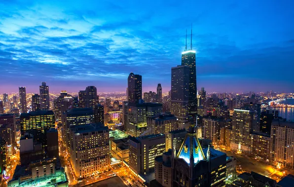 Картинка город, рассвет, утро, Чикаго, США, Chicago