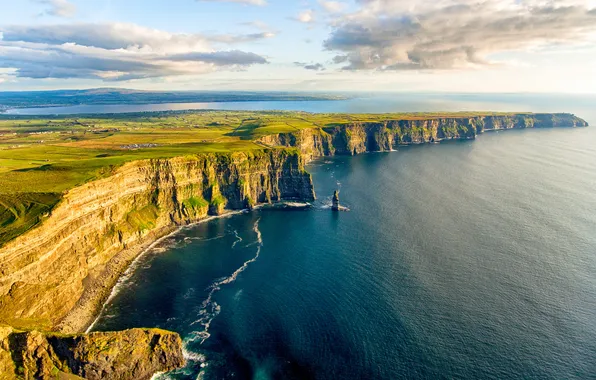 Картинка epic, cliffs, coastline, county, cliffs of moher, dublin, coastal, drone view