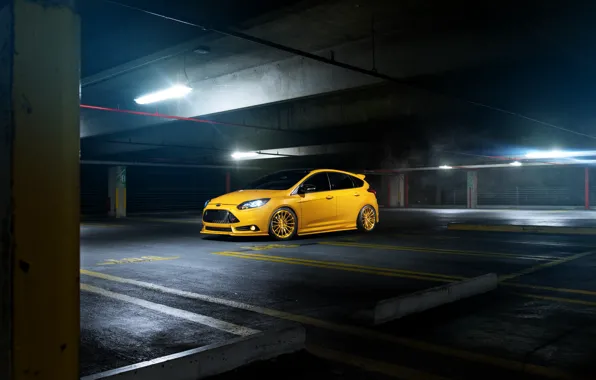 Ford, фокус, парковка, Focus, форд, yellow, frontside