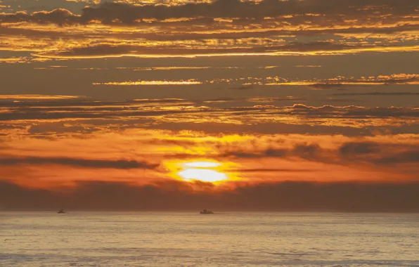 Twilight, sea, ocean, sunset, seascape, dusk, boats, fishing