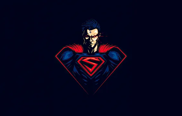 Минимализм, Супермен, minimalism, Superman, тёмный фон, Кларк Кент, Clark Kent, DC comics