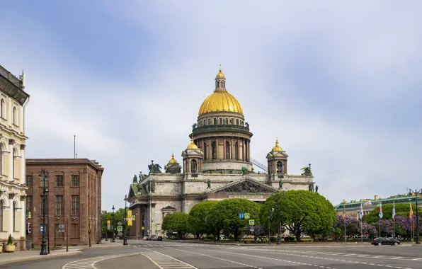 Дорога, весна, Питер, Россия, Исакиевский собор