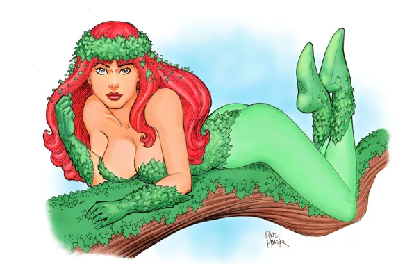 Взгляд, девушка, зеленый, растения, костюм, комикс, Poison, Pamela Lillian Isley