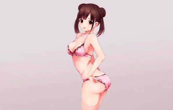 Картинка girl, sexy, lingerie, ass, bra, cleavage, panties, brown hair