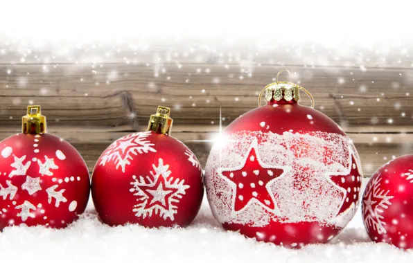 Зима, шары, Рождество, красные, Новый год, Christmas, Winter, New Year