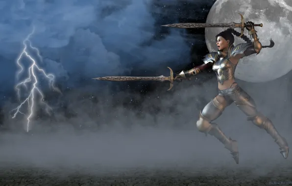 Woman, warrior, swords