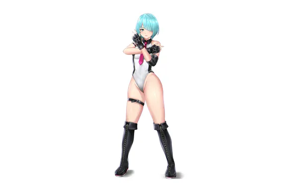 Girl, sexy, anime, blue eyes, beautiful, short hair, pretty, erotic