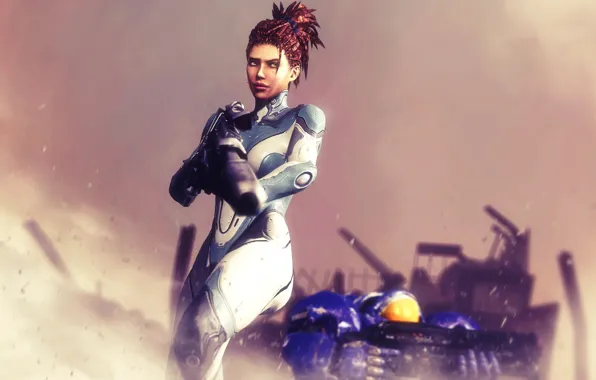 Картинка Terran, StarCraft 2, Sarah Kerrigan, human, Powered Combat Suit