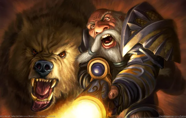 Картинка Медведь, WoW, World of Warcraft, Дварф, Ружье, Хунт, Питомец, Dwarf