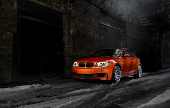 Ночь, оранжевый, бмв, BMW, orange, 1 серия, E82