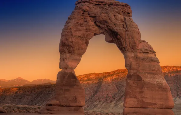 Картинка USA, rock, sky, landscape, nature, sunset, mountains, Utah