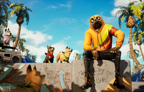 Собаки, Fortnite, человекоподобный