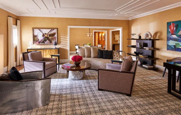 Интерьер, гостиная, Beverly Hills, столовая