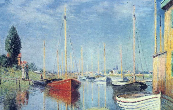 Картинка пейзаж, картина, Клод Моне, Аржантёй. Яхты