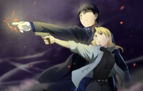 Стальной Алхимик, Fullmetal Alchemist, Riza Hawkeye, Roy Mustang