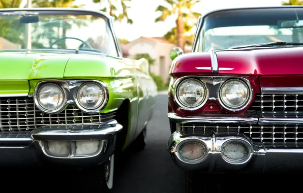 Ретро, фары, Cadillac, 1960, классика, передок, 1959