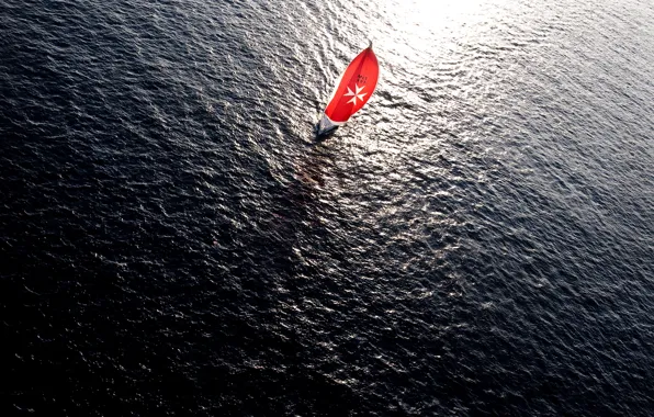 Red, sea, ocean, water, boat, sail, sailboat, sailship