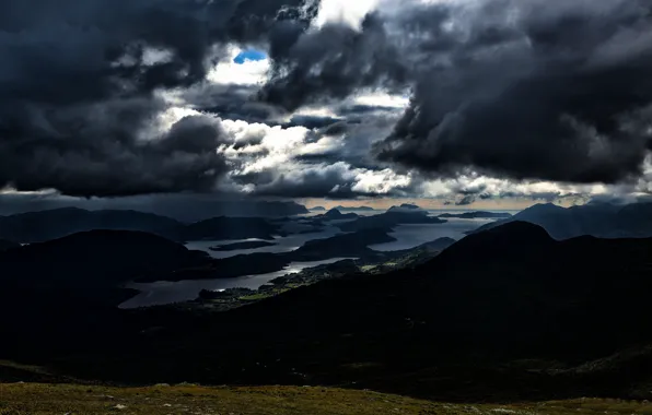 Картинка небо, облака, Норвегия, Norway, dark clouds, More og Romsdal, Skodje