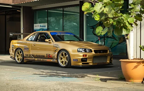 Картинка GTR, Nissan, Skyline, Gold