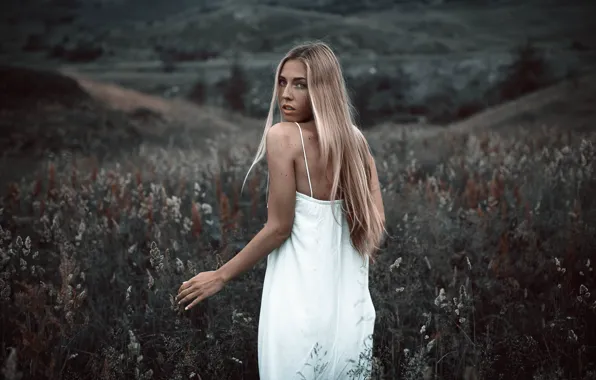 Girl, long hair, dress, young, beautiful, beauty, lady, face