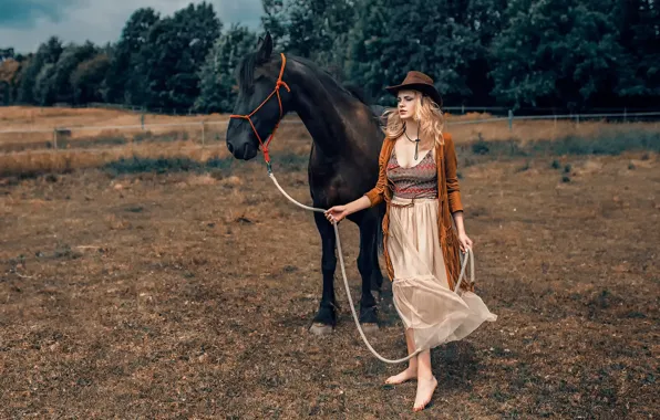 Картинка девушка, лошадь, Damian Piórko, navajo county