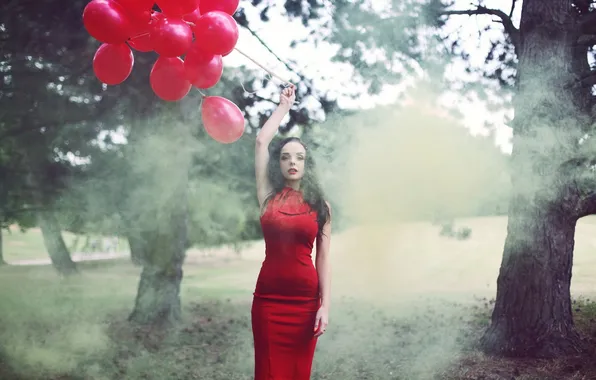 Девушка, фон, шары