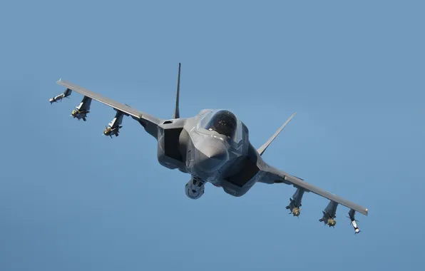 Картинка истребитель, полёт, бомбардировщик, F-35B, Lockheed Martin