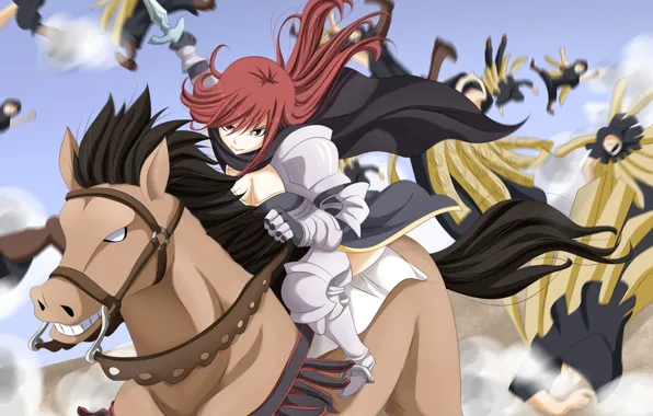 Sword, game, armor, anime, fight, ken, blade, horse