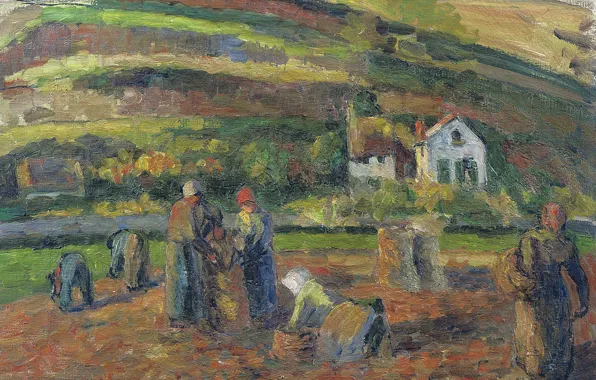 Картина, жанровая, Камиль Писсарро, Сбор Картофеля. Понтуаз