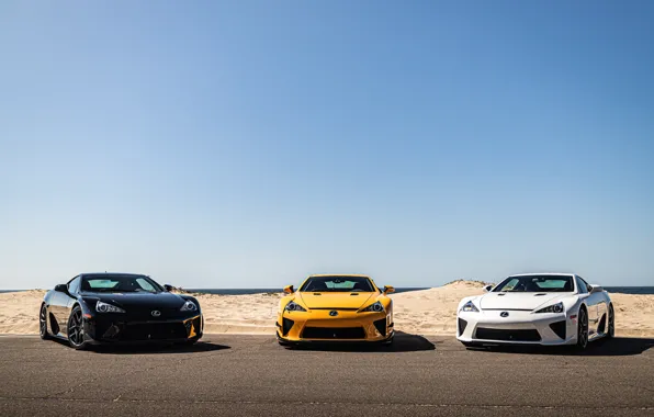 Lexus, Black, White, Yellow, LFA