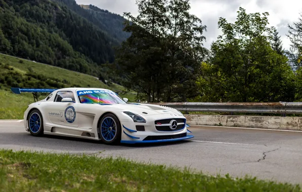 Картинка Mercedes, SLS, White, GT3R