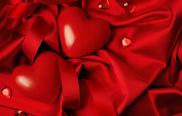 Любовь, сердце, red, love, heart, romantic, silk, Valentine's Day