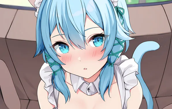 Girl, sexy, cleavage, long hair, dress, boobs, animal ears, anime