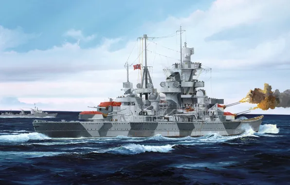 Корабль, арт, флот, военный, крейсер, cruiser, немецкий, WW2