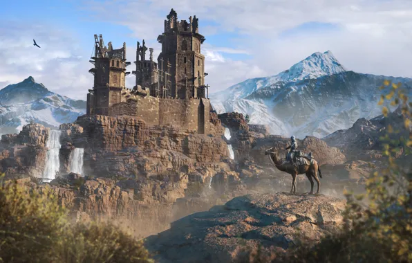 Картинка лошадь, Замок, Крепость, Assassin's Creed Mirage, Басим