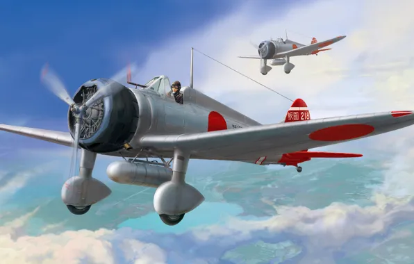 Япония, Истребитель, Mitsubishi, Палубная авиация, A5M, A5M2