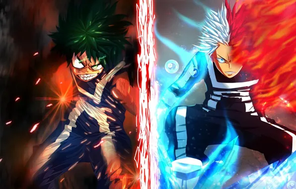 Моя геройская академия, My Hero Academia, Boku No Hero Academia, Мидория Изуку, Тодороки Шото