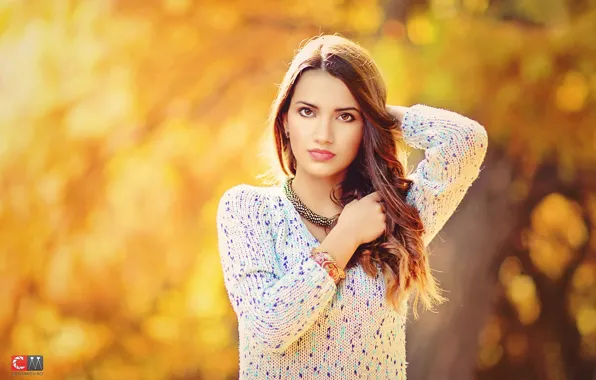 Картинка Girl, Light, Color, Yellow, Photo, Woman, Flash, Portrait