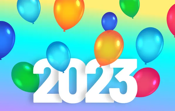 Цифры, Новый год, баннер, разноцветные, яркие цвета, дата, 2023, Новый 2023 год