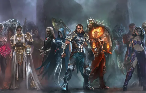 Картинка оружие, герои, воины, маги, Garruk, Karn, Elspeth, Nissa