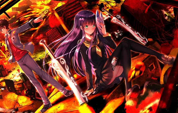 Картинка девушка, аниме, арт, парень, Sousei No Onmyouji