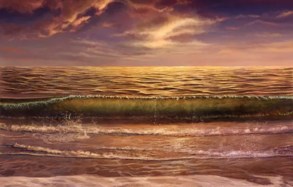 Картинка море, волны, природа, арт, masterBo