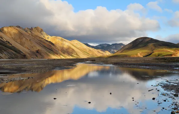 Горы, озеро, Исландия