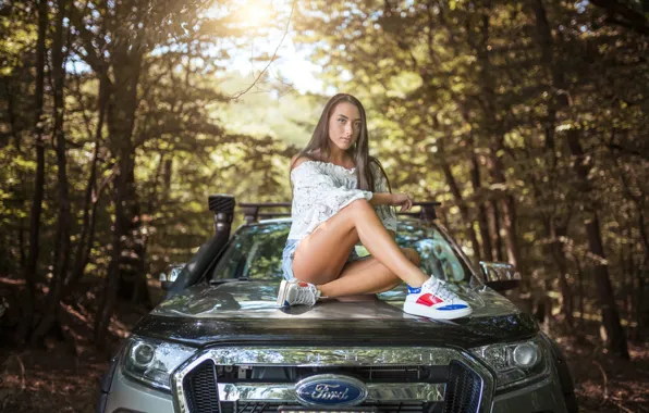 Авто, шорты, Ford, ножки, Beauty and The Beast, Green Lemon